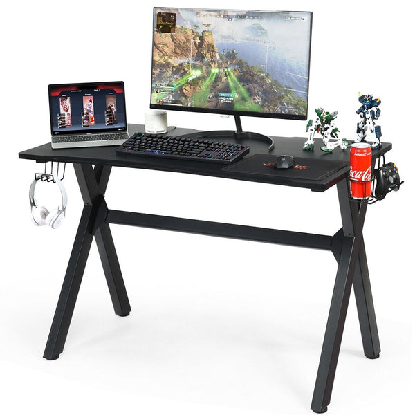 Computer Gaming Desk with Headphone Holder - Black