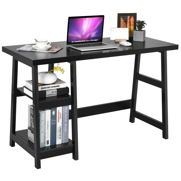 Computer Writing Desk with Removable Shelves - Black
