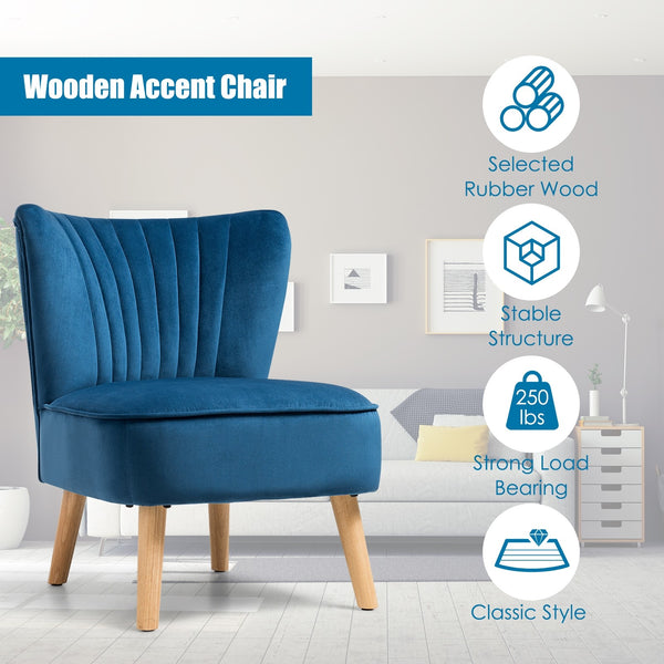 Modern Armless Accent Chair - Blue
