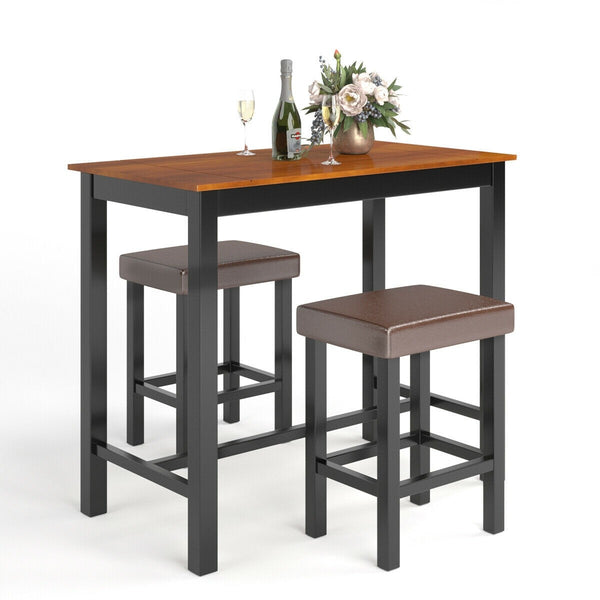 3pc Pub Dining Table with Stools - Brown