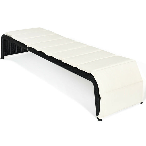 Adjustable Patio Rattan Lounge Chair - White