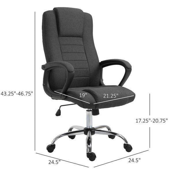 Height Adjustable High Back Home Office Chair - Black Grey
