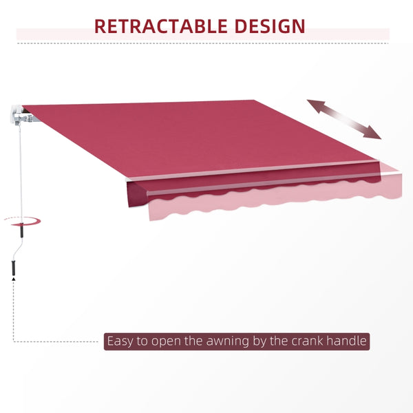 10’x8’ Manual Retractable Sun Shade Patio Awning - Wine Red