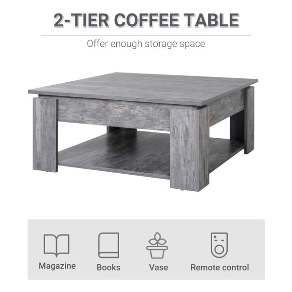 2 Tier Modern Coffee Table - Wood Grain