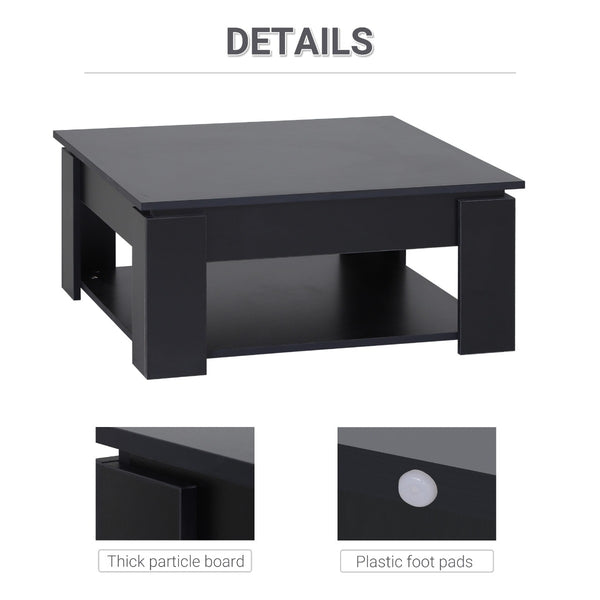 2 Tier Simple Modern Coffee Table - Black