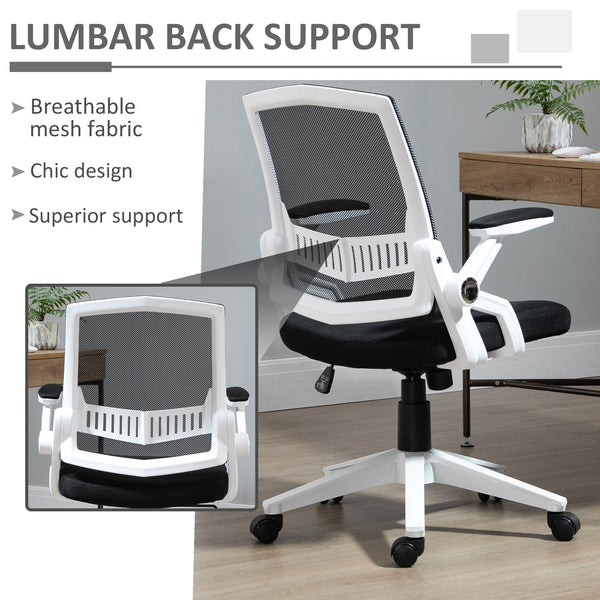 Adjustable Home Office Chair with Flip-Up Arms - Black