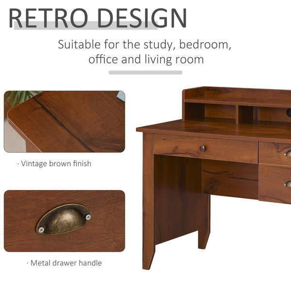 Home Office Desk with Storage Hutch - Brown