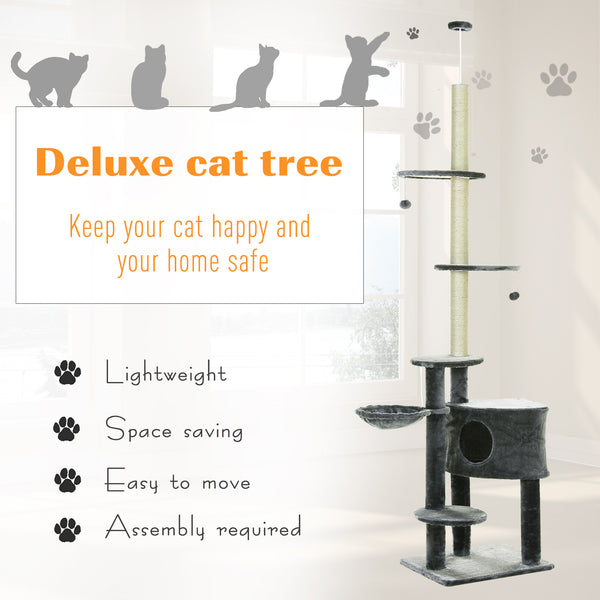 94.5"-102.25" Cat Tree Activity Centre - Dark Grey