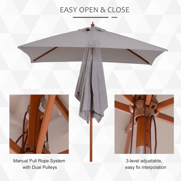 6.6ft Wooden Patio Umbrella - Gray