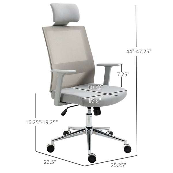 Height Adjustable High Back Executive Mesh Home Office Chair - Grey