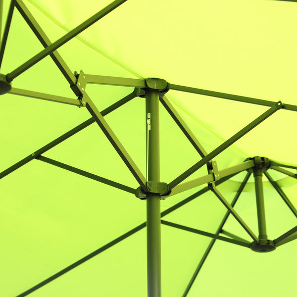 15' Outdoor Patio Twin Canopy Umbrella With Crank - Green