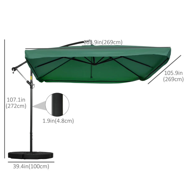 9ft Patio Offset Cantilever Umbrella - Green