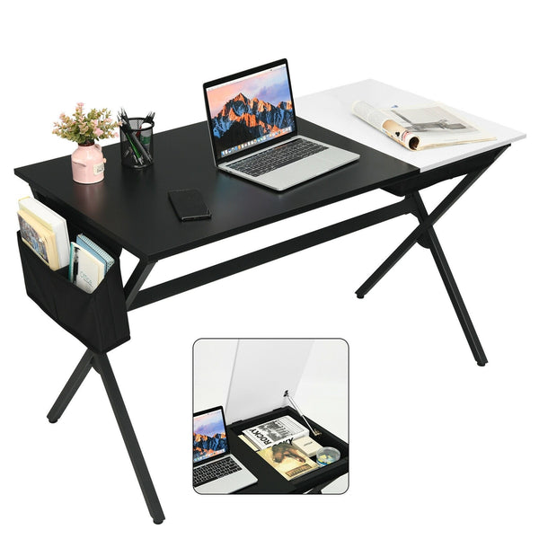 Writing Computer Desk with Drawer and Storage Bag - Black