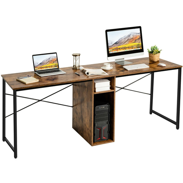 79" Multifunctional Office Desk for 2 - Brown
