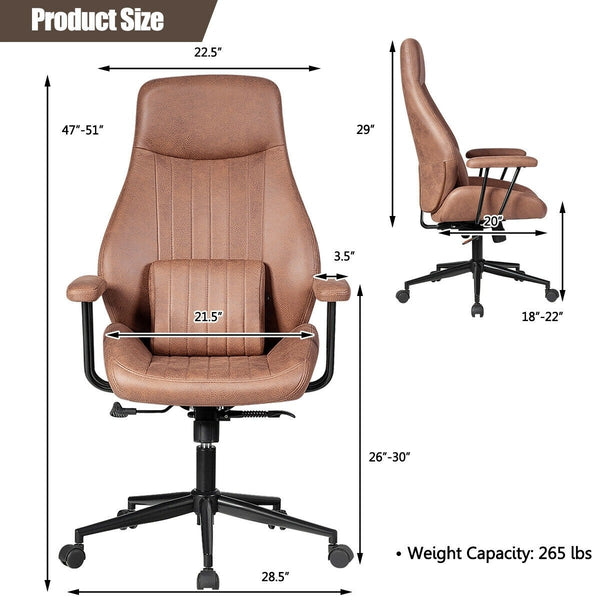 Height Adjustable Ergonomic High Back Office Chair - Deep Brown