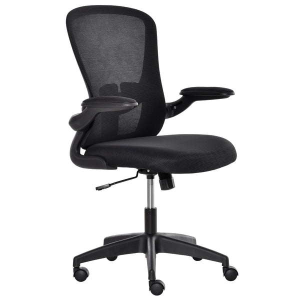 Height Adjustable Mesh Home Office Chair with Flip Up Arm - Black