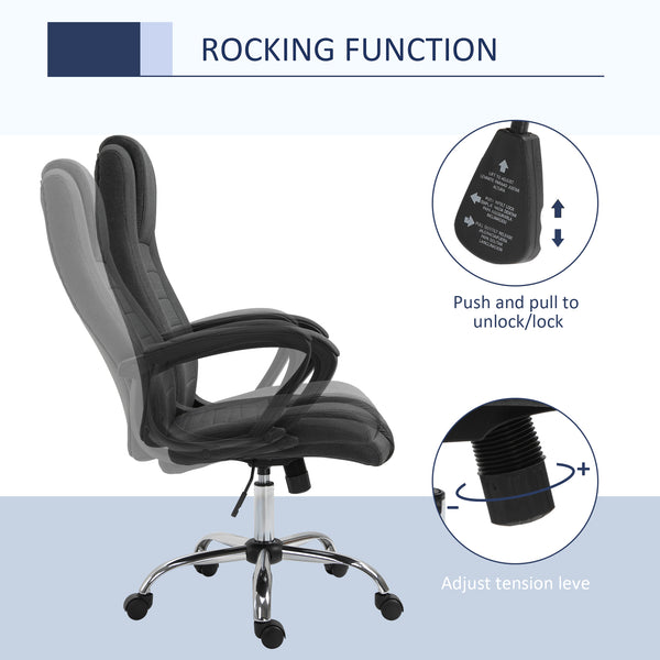 Height Adjustable High Back Home Office Chair - Black Grey
