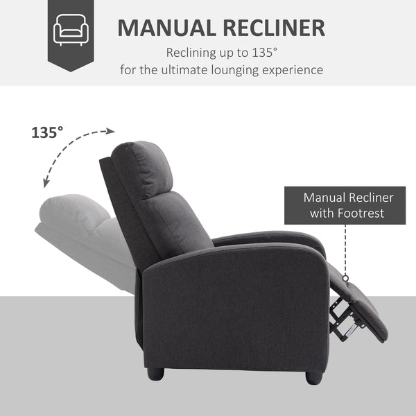Indoor Manual Reclining Armchair - Dark Grey