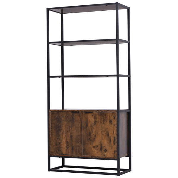 Rustic Brown 3-Tier Shelf and Cupboard