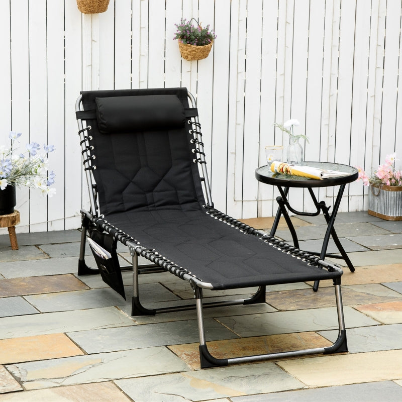 Foldable Chaise Lounge Chair - Black