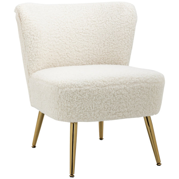 Lounge Chair with Gold Legs- White
