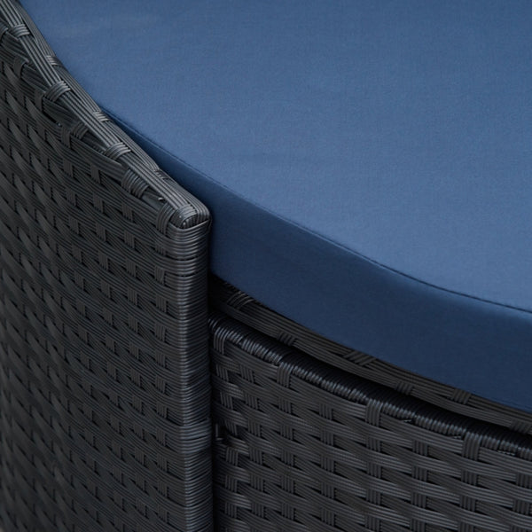 4pc Outdoor Rattan Patio Lounge Conversation Set- Dark blue