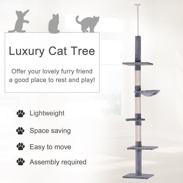 90"-102" Multilevel Cat Tree with Activity Centre  - Grey