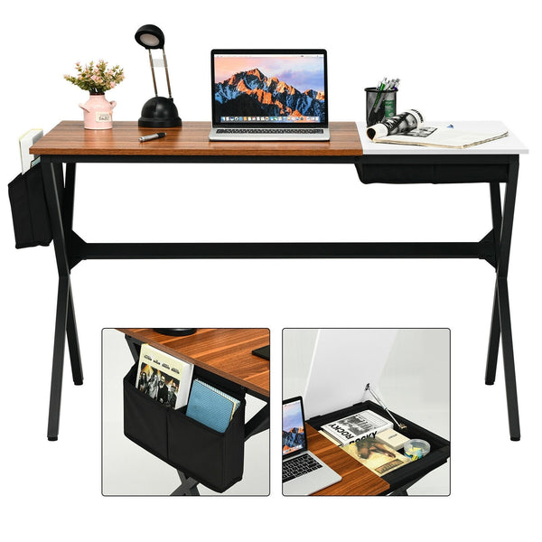 Writing Computer Desk with Drawer and Storage Bag - Natural