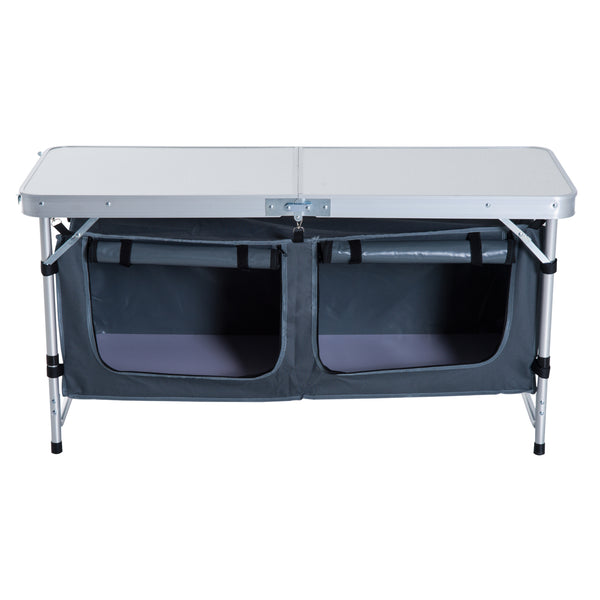 Adjustable Camping Table with Storage Organizer - Pebble White