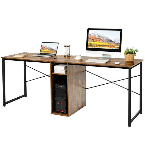 79" Multifunctional Office Desk for 2 - Brown
