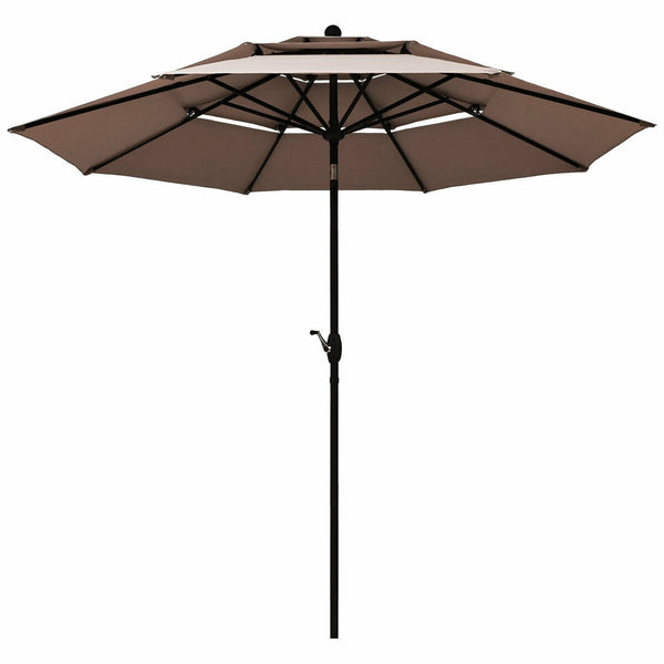 10ft 3 Tier Outdoor Patio Umbrella - Tan