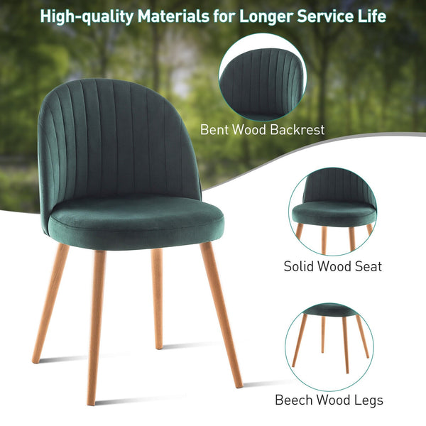 Set of 2 Velvet Armless Chairs - Green