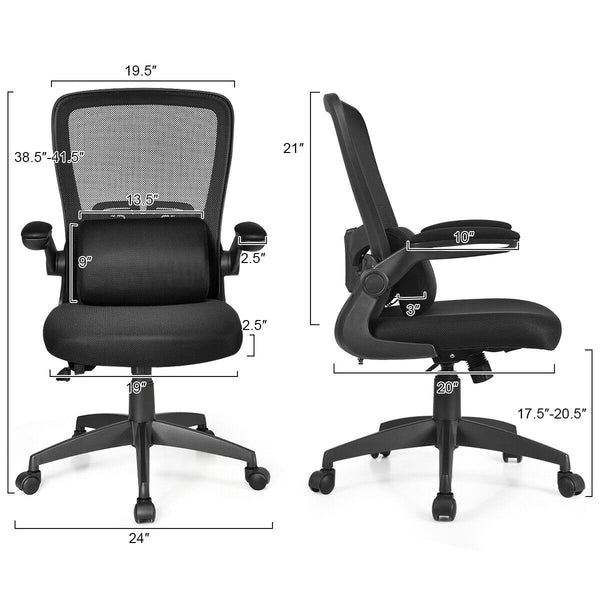 Ergonomic Mesh Office Chair with Flip up Armrest - Black