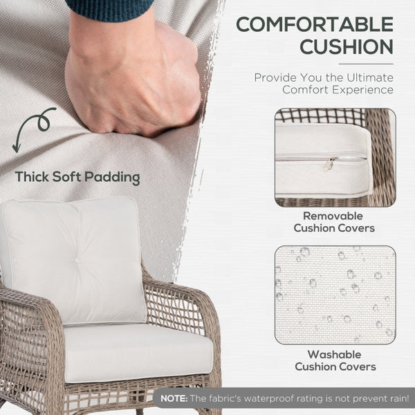 4pc Outdoor PE Rattan Aluminum Conversation Furniture - Cream White