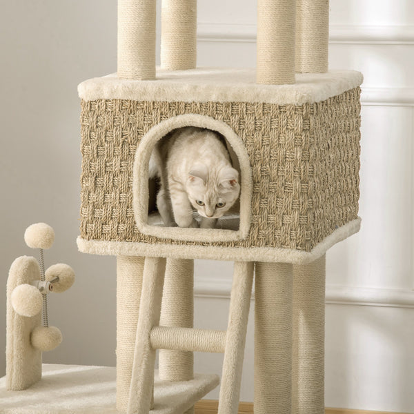 52" Cat Tree Activity Center with Scratching Posts - Beige