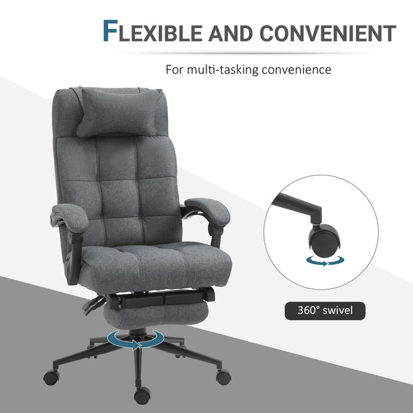 High Back Executive Home Office Chair with Footrest - Dark Grey