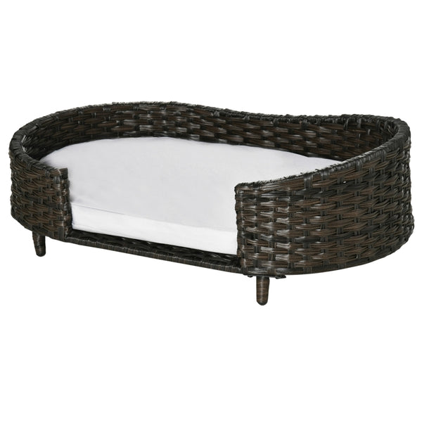 Raised Wicker Rattan Dog Bed - Charcoal Gray