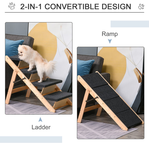 2-in-1 Wooden Pet Stairs and Ramp - Black