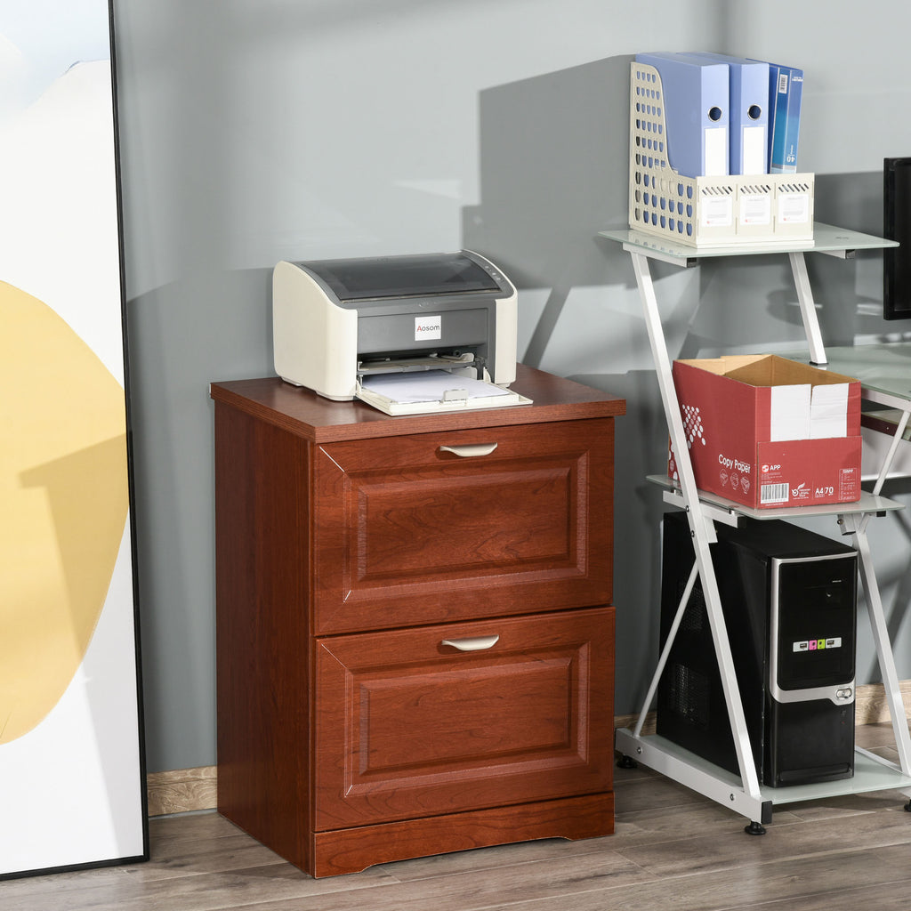 Home Office 2 Drawer Filing Cabinet - Coffee Brown