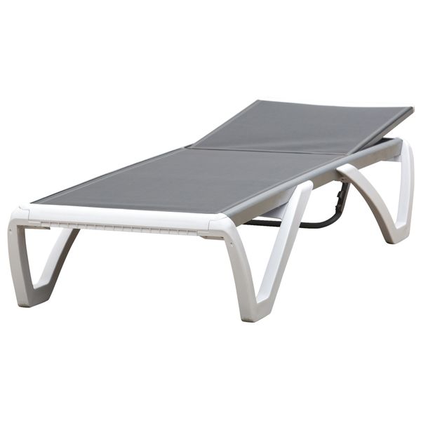 5 - Level Outdoor Portable Chaise Patio Lounge Chair with Adjustable Back - Light Grey
