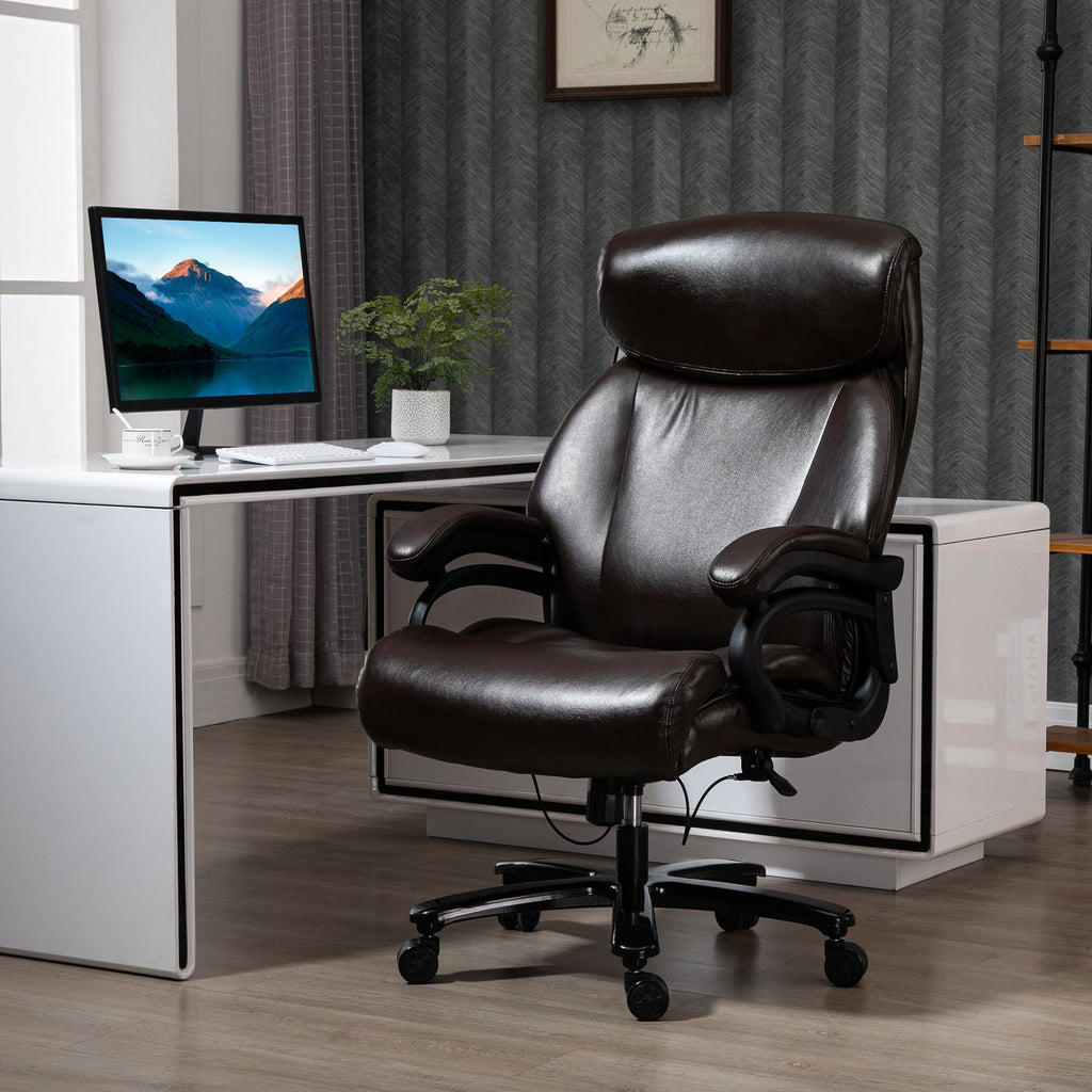 High Back Executive Home Office Chair with Padded Armrests - Brown