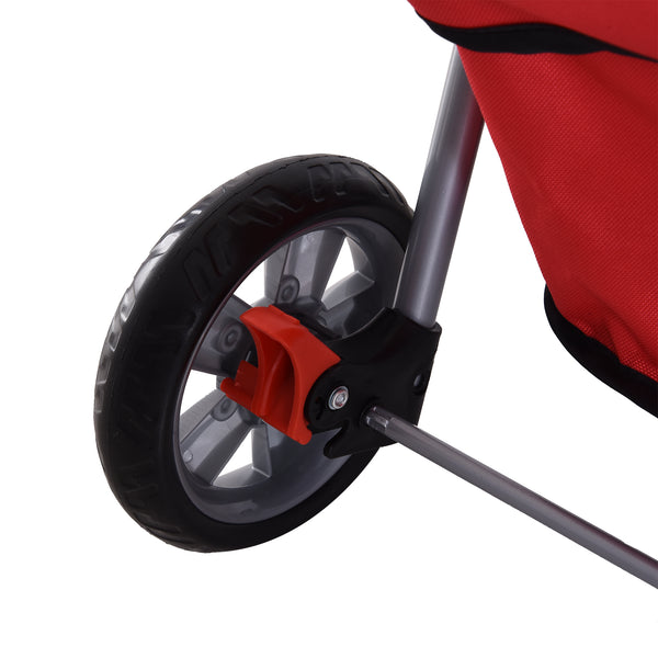 Pet Stroller with Folding Sunshade - Red