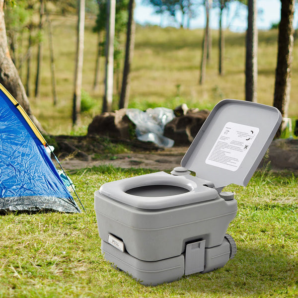 10L Outdoor Camping Portable Toilet - Grey