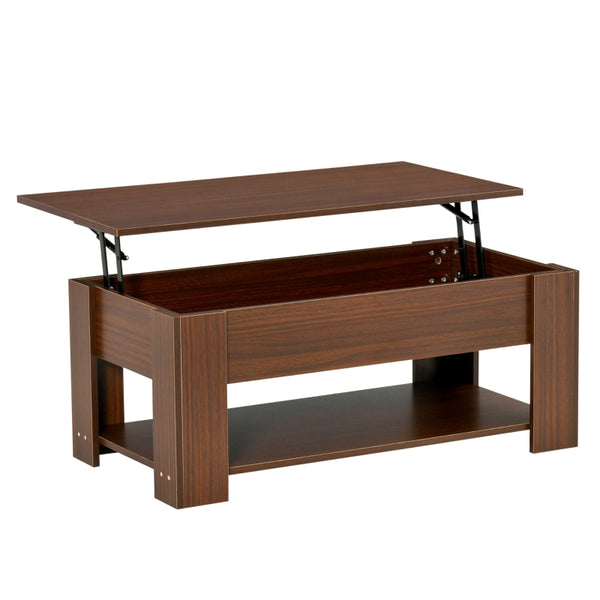 Lift Top Coffee Table with Hidden Storage - Brown