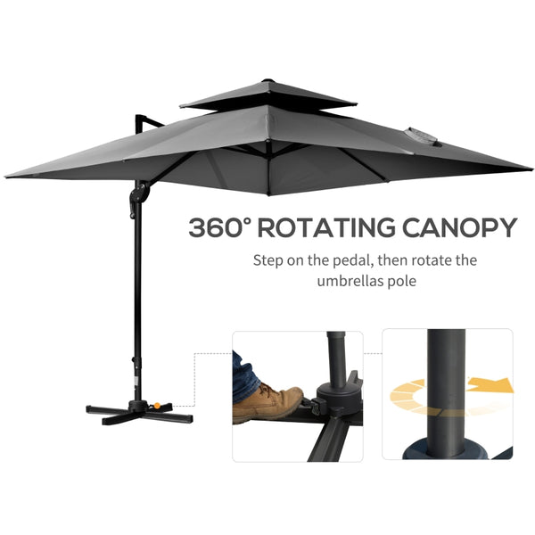 10x10ft. Square Cantilever Offset 360° Rotatable Umbrella - Charcoal Gray