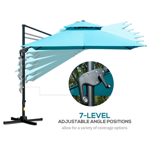 10x10ft. Square Cantilever Offset 360° Rotatable Umbrella - Light Blue