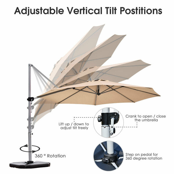 11ft Patio Offset Cantilever Umbrella - Beige