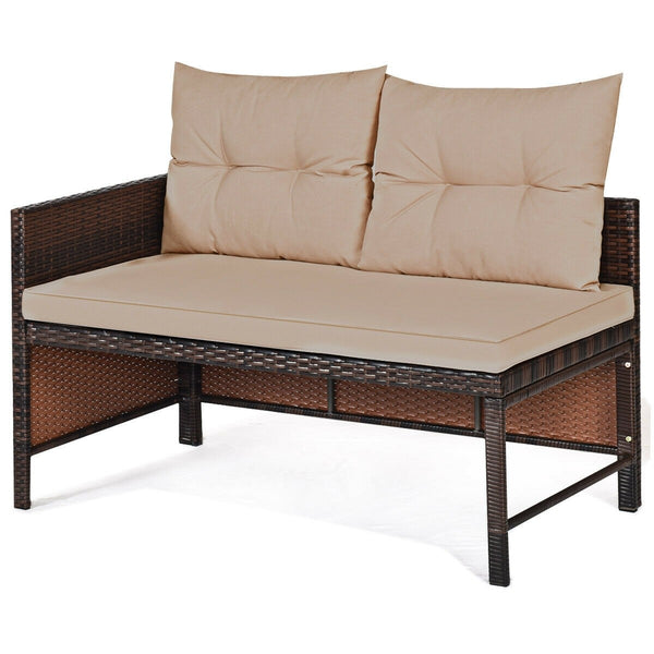 3pc Wicker Rattan Outdoor Patio Sofa Set - Beige