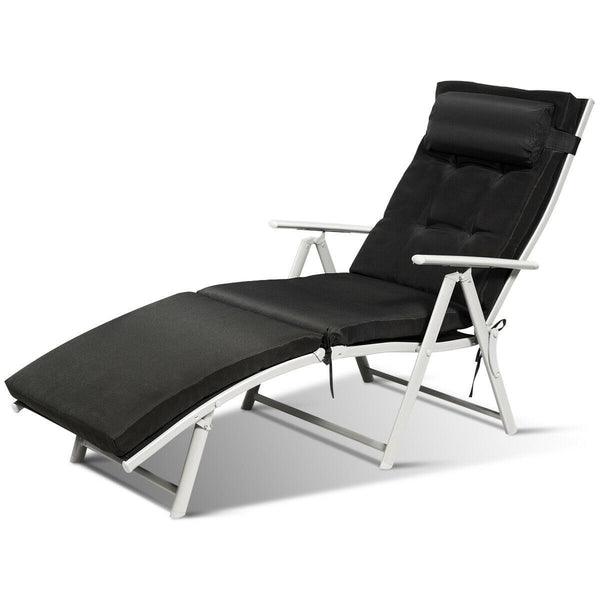 Outdoor Adjustable Patio Chaise Lounge Chair - Black