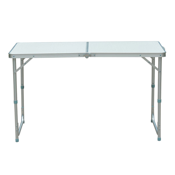 Height Adjustable Outdoor Camping Portable Folding Table with Carrying Handle - Silver